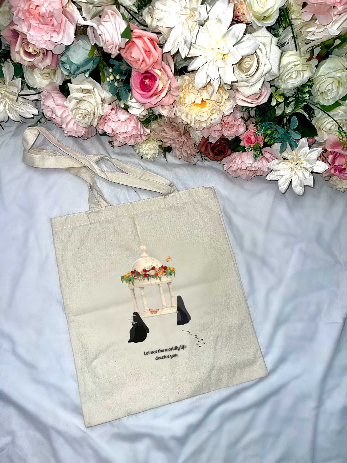 Let not the worldly life deceive you - Islamic tote bag