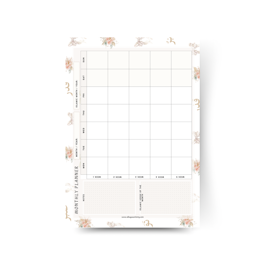 Monthly Islamic Notepad Planners