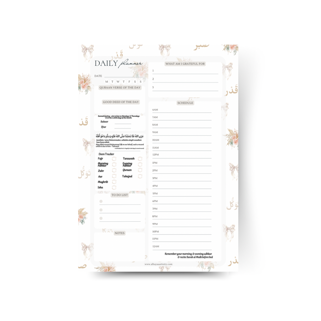 Daily Islamic Notepad Planners