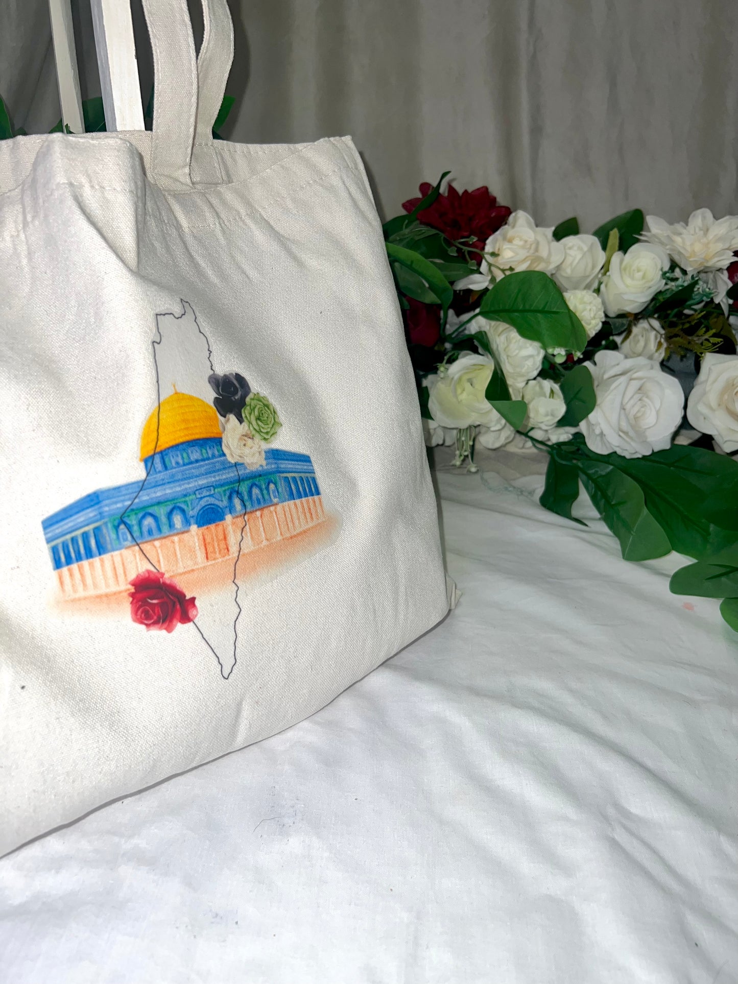 Floral Dome of the Rock Tote Bag