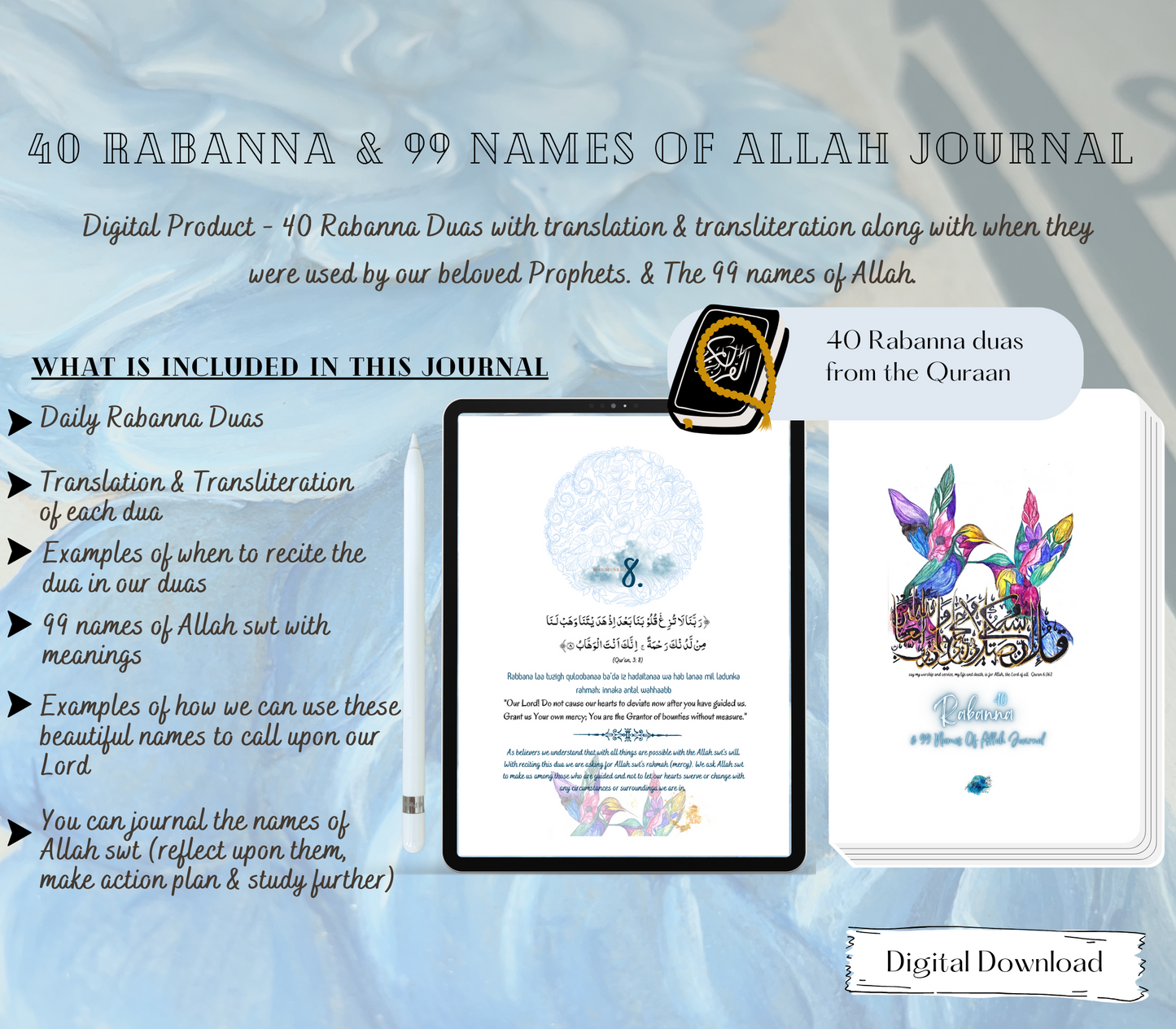 Digital PDF - 40 Rabanna & 99 names of Allah Journal