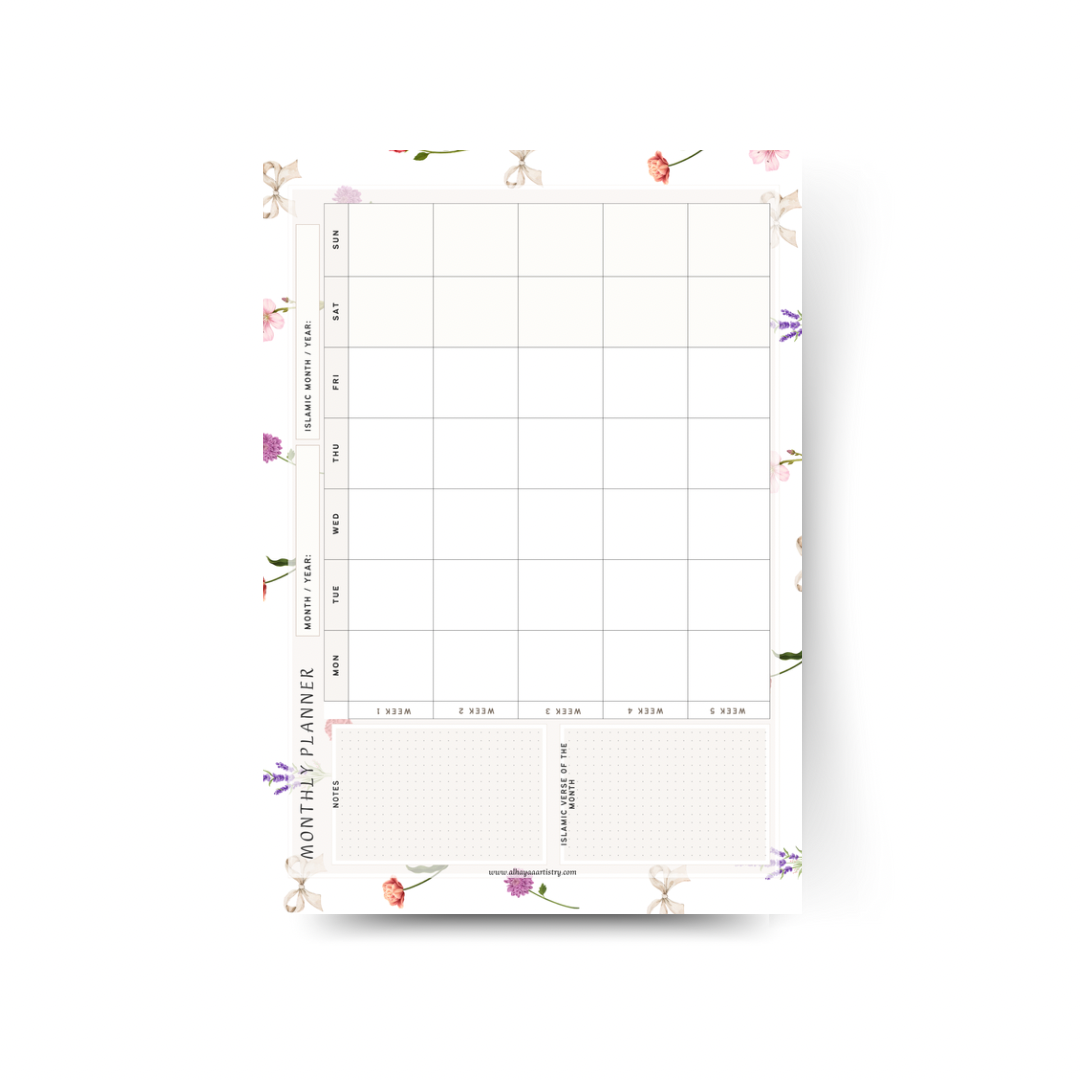 Monthly Islamic Notepad Planners