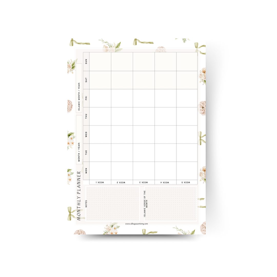 Monthly Islamic Notepad Planners