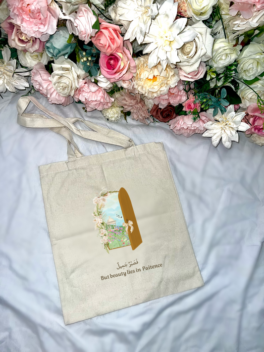 Boho - But Beauty lies in Paitence - Islamic tote bag