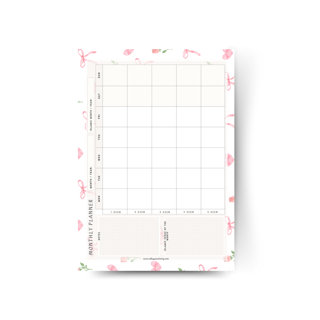 Monthly Islamic Notepad Planners